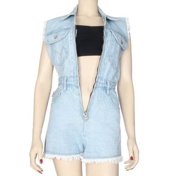 D'Mode Classix 1980s/1990s Vintage Jean Romper - Picture 2 of 9